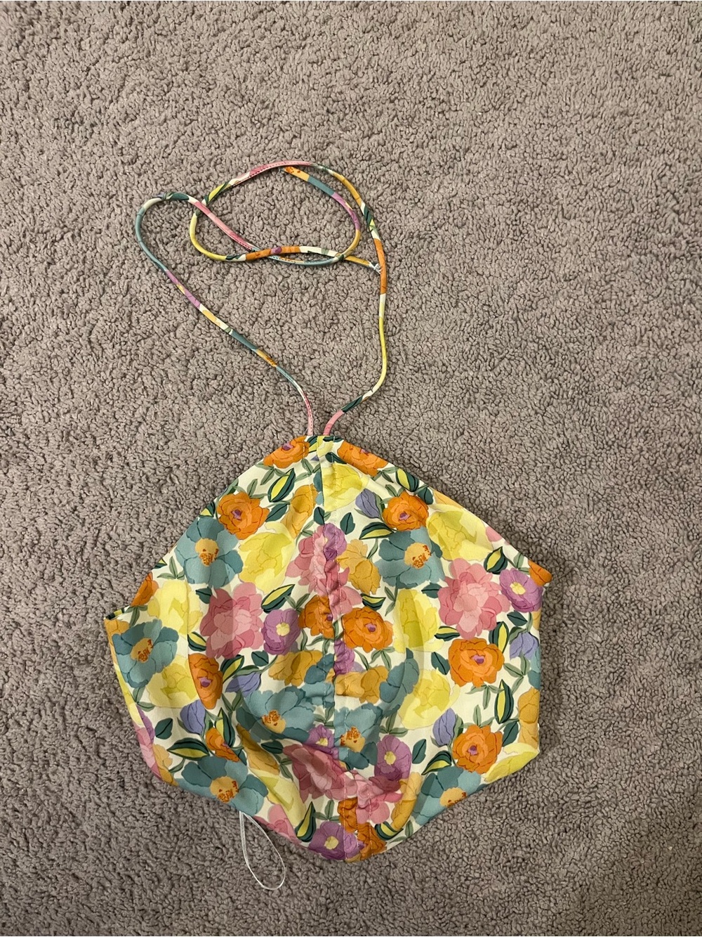 Zara Yellow Floral Halter Crop Top